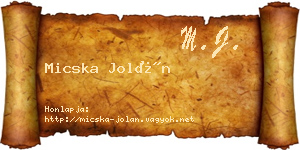 Micska Jolán névjegykártya